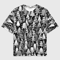 Мужская футболка оверсайз Лес абстрактных ёлок