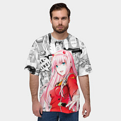 Футболка оверсайз мужская Zero Two Зеро ту на манге фрейм, цвет: 3D-принт — фото 2