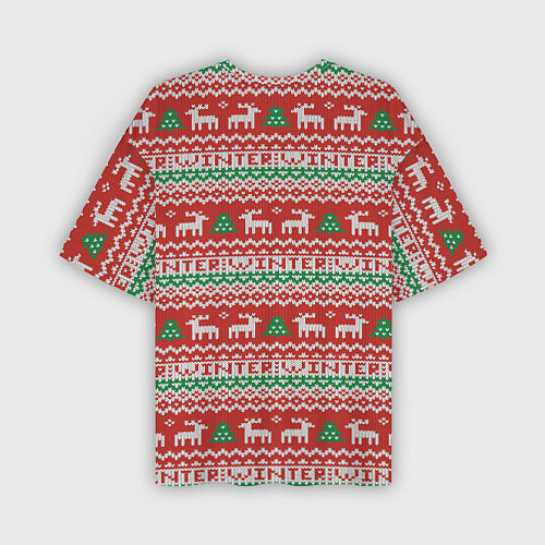 Мужская футболка оверсайз Deer Christmas Pattern / 3D-принт – фото 2
