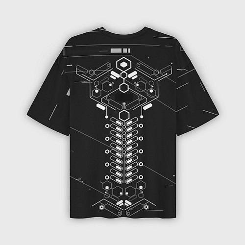 Мужская футболка оверсайз Биомеханический скелет cyberpunk / 3D-принт – фото 2