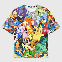 Мужская футболка оверсайз АНИМЕ, ПОКЕМОНЫ ВСЕ ПЕРСОНАЖИ POKEMON