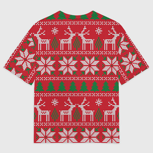 Мужская футболка оверсайз Вязаный принт с оленями / 3D-принт – фото 2