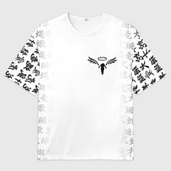 Футболка оверсайз мужская WALHALLA TEAM НА СПИНЕ БЕЛЫЕ ИЕРОГЛИФЫ, цвет: 3D-принт