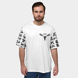 Футболка оверсайз мужская WALHALLA TEAM НА СПИНЕ БЕЛЫЕ ИЕРОГЛИФЫ, цвет: 3D-принт — фото 2