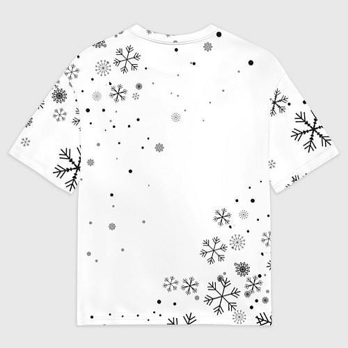 Мужская футболка оверсайз Новогодний тигр летящие снежинки / 3D-принт – фото 2