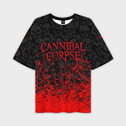 Мужская футболка оверсайз CANNIBAL CORPSE, БРЫЗГИ КРАСОК ЧЕРЕПА