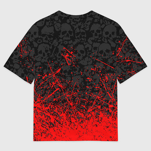 Мужская футболка оверсайз CANNIBAL CORPSE, БРЫЗГИ КРАСОК ЧЕРЕПА / 3D-принт – фото 2