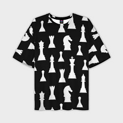 Мужская футболка оверсайз Белые шахматные фигуры