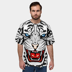 Футболка оверсайз мужская БЕЛЫЙ ТИГР СИМВОЛ НОВОГО ГОДА 2022 WHITE TIGER, цвет: 3D-принт — фото 2