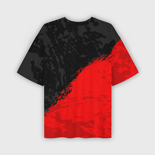 Мужская футболка оверсайз DOTA 2 RED LOGO, БРЫЗГИ КРАСОК / 3D-принт – фото 2