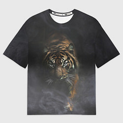 Футболка оверсайз мужская Тигр в тумане, цвет: 3D-принт
