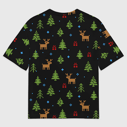 Мужская футболка оверсайз Новогодние олени и елки / 3D-принт – фото 2