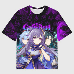 Мужская футболка оверсайз GENSHIN IMPACT ГЕРОИНИ В НЕОНОВОМ ОГНЕ NEON FIRE