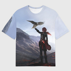 Мужская футболка оверсайз ДИЛЮК С ЯСТРЕБОМ DILUC