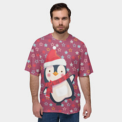 Футболка оверсайз мужская Пингвин в звездах, цвет: 3D-принт — фото 2