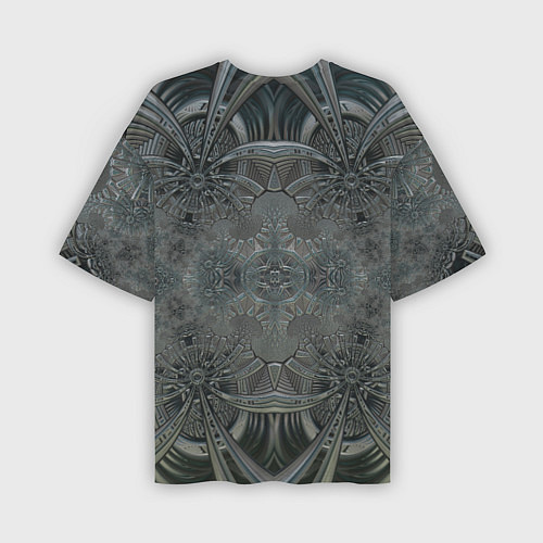 Мужская футболка оверсайз Коллекция Фрактальная мозаика Серо-голубой 292-4 / 3D-принт – фото 2