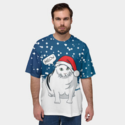 Футболка оверсайз мужская НОВОГОДНИЙ КОТ БЕНДЕР МЕМ, цвет: 3D-принт — фото 2