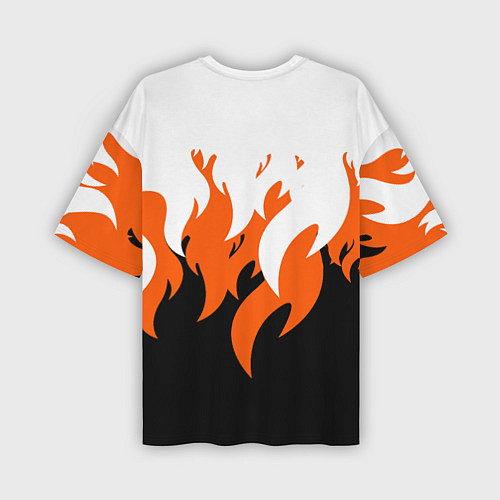 Мужская футболка оверсайз Оранжевый Огонь / 3D-принт – фото 2