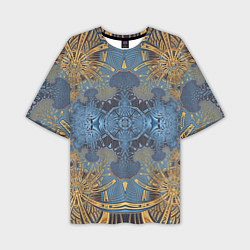 Мужская футболка оверсайз Коллекция Фрактальная мозаика Желто-синий 292-6-n1