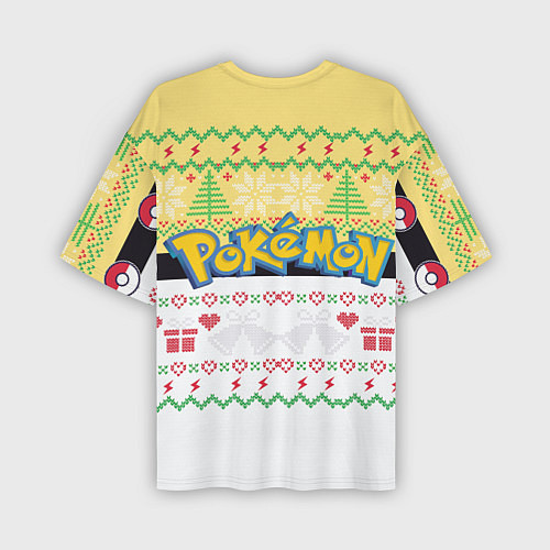 Мужская футболка оверсайз Новогодний Пикачу Pokemon / 3D-принт – фото 2