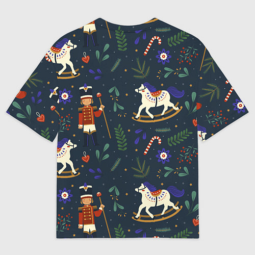 Мужская футболка оверсайз Щелкунчик паттерн с лошадкой / 3D-принт – фото 2