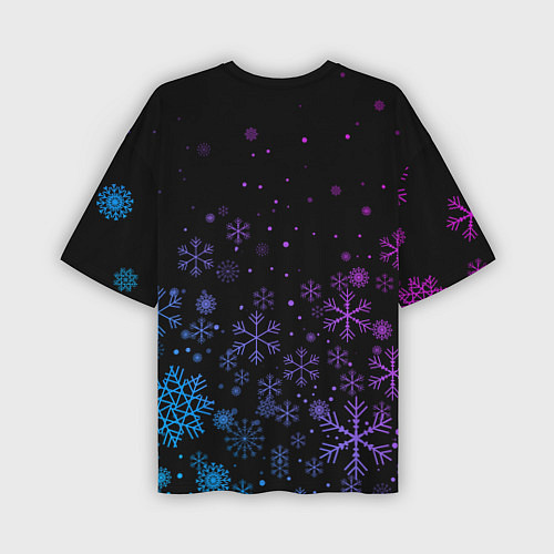 Мужская футболка оверсайз Новогодние снежинки Градиент / 3D-принт – фото 2