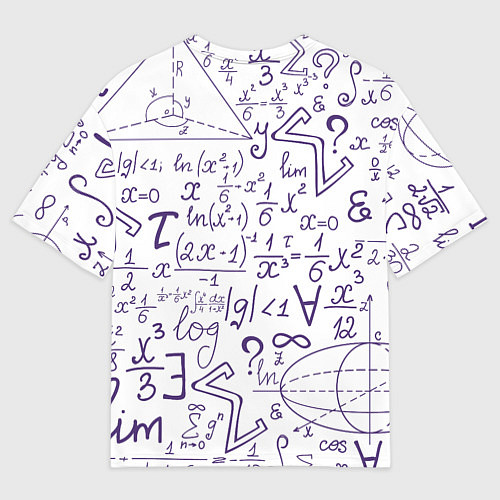 Мужская футболка оверсайз МАТЕМАТИЧЕСКИЕ ФОРМУЛЫ НАУКА / 3D-принт – фото 2