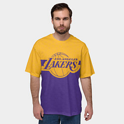 Футболка оверсайз мужская LAKERS LINE HEXAGON SPORT, цвет: 3D-принт — фото 2