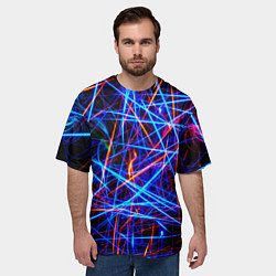 Футболка оверсайз мужская NEON LINES Glowing Lines Effect, цвет: 3D-принт — фото 2