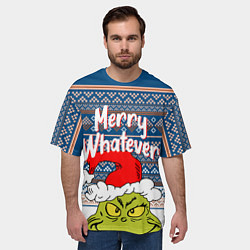 Футболка оверсайз мужская MERRY WHATEVER GRINCH, цвет: 3D-принт — фото 2