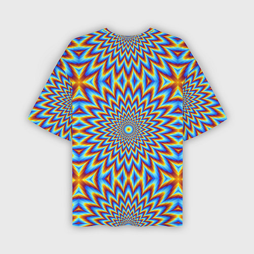 Мужская футболка оверсайз Пульсирующий синий цветок иллюзия движения / 3D-принт – фото 2