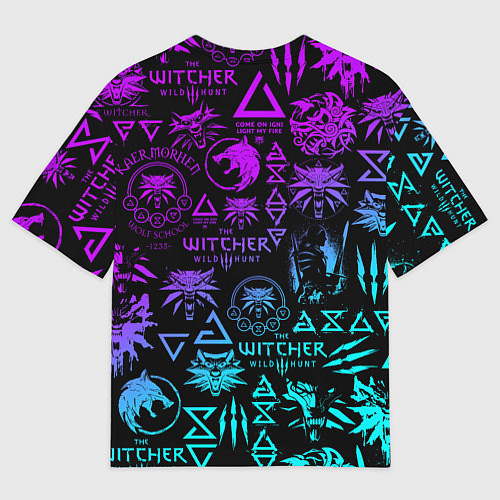 Мужская футболка оверсайз ВЕДЬМАК ЛОГОБОМБИНГ НЕОН / 3D-принт – фото 2