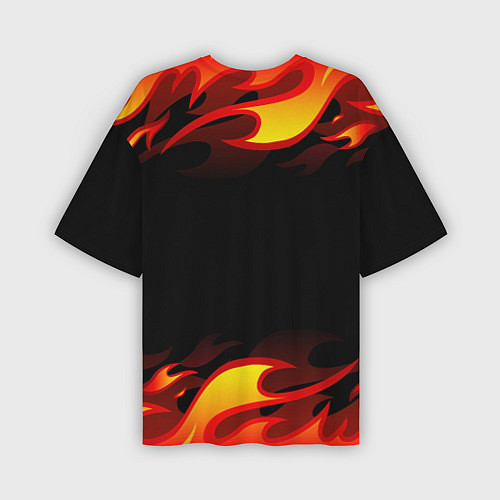 Мужская футболка оверсайз Geometry Dash Fire / 3D-принт – фото 2