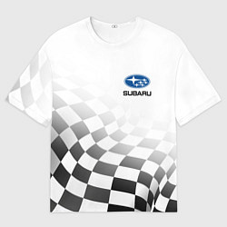 Футболка оверсайз мужская Subaru, Субару Спорт, Финишный флаг, цвет: 3D-принт
