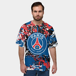 Футболка оверсайз мужская PSG БРЫЗГИ КРАСОК СПОРТ, цвет: 3D-принт — фото 2