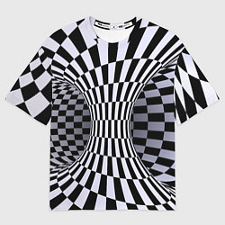 Мужская футболка оверсайз Оптическая Иллюзия, черно белая