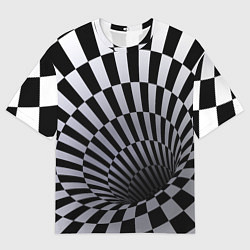 Мужская футболка оверсайз Оптическая Иллюзия, черно-белая
