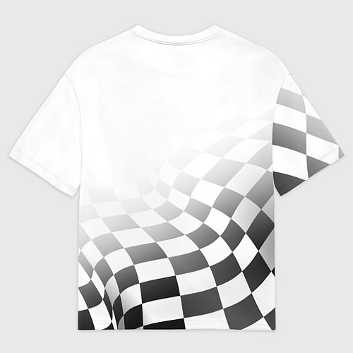 Мужская футболка оверсайз MERCEDES, МЕРСЕДЕС СПОРТ, ФИНИШНЫЙ ФЛАГ, ФОРМУЛА 1 / 3D-принт – фото 2