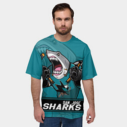 Футболка оверсайз мужская San Jose Sharks, Сан Хосе Шаркс, цвет: 3D-принт — фото 2