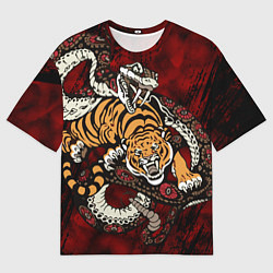 Футболка оверсайз мужская Тигр со Змеёй 2022, цвет: 3D-принт