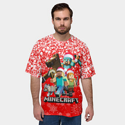 Футболка оверсайз мужская НОВОГОДНИЙ МАЙНКРАФТ, НОВЫЙ ГОД 2022,, цвет: 3D-принт — фото 2