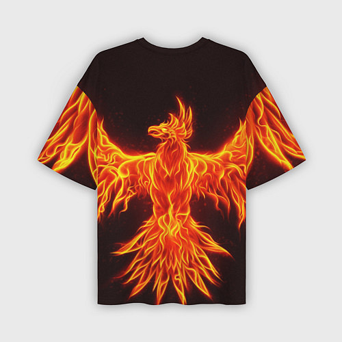 Мужская футболка оверсайз ОГНЕННЫЙ ФЕНИКС FIRE PHOENIX / 3D-принт – фото 2