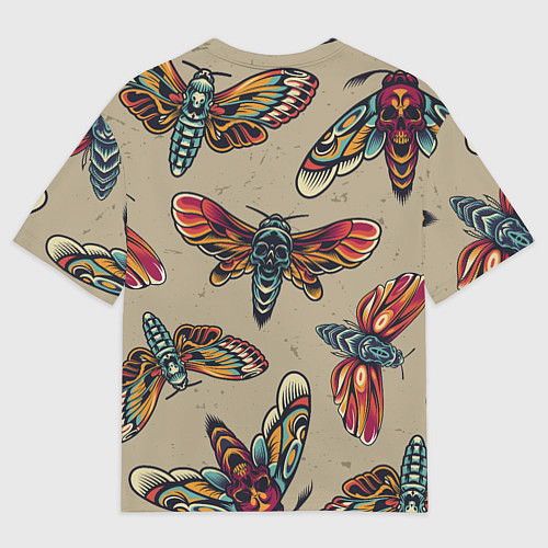 Мужская футболка оверсайз Мотыльки-черепа / 3D-принт – фото 2