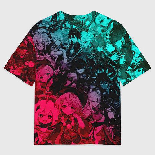 Мужская футболка оверсайз GENSHIN IMPACT NEON HEROES ГЕНШИН ИМПАКТ НЕОН ГЕРО / 3D-принт – фото 2