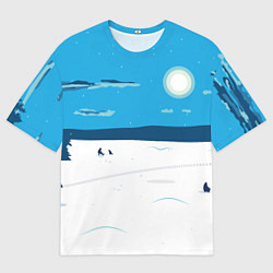 Футболка оверсайз мужская Зимняя рыбалка на озере, цвет: 3D-принт