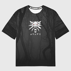 Мужская футболка оверсайз БЕЛЫЙ ВОЛК В ЛЕСУ ВЕДЬМАК