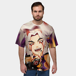 Футболка оверсайз мужская АРАТАКИ ИТТО ЛИЦО ГЕНШИН ИМПАКТ, цвет: 3D-принт — фото 2