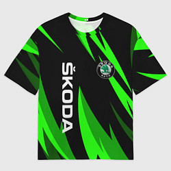 Футболка оверсайз мужская SKODA Логотип Узор, цвет: 3D-принт
