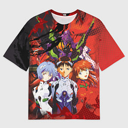 Мужская футболка оверсайз Евангелион, или сокращённо Ева