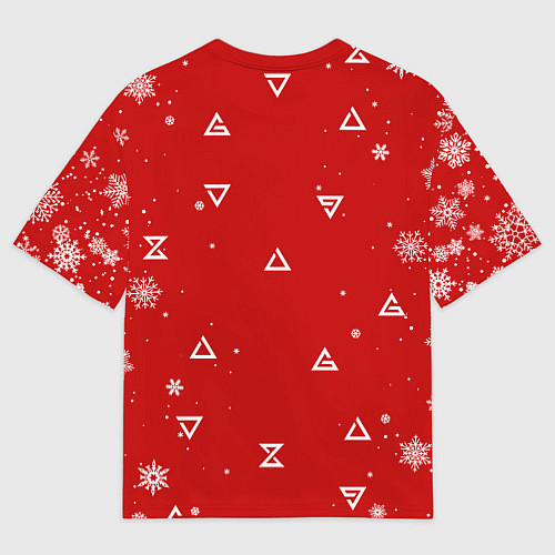 Мужская футболка оверсайз КРАСНЫЙ СВИТЕР ВЕДЬМАК НОВОГОДНИЙ / 3D-принт – фото 2